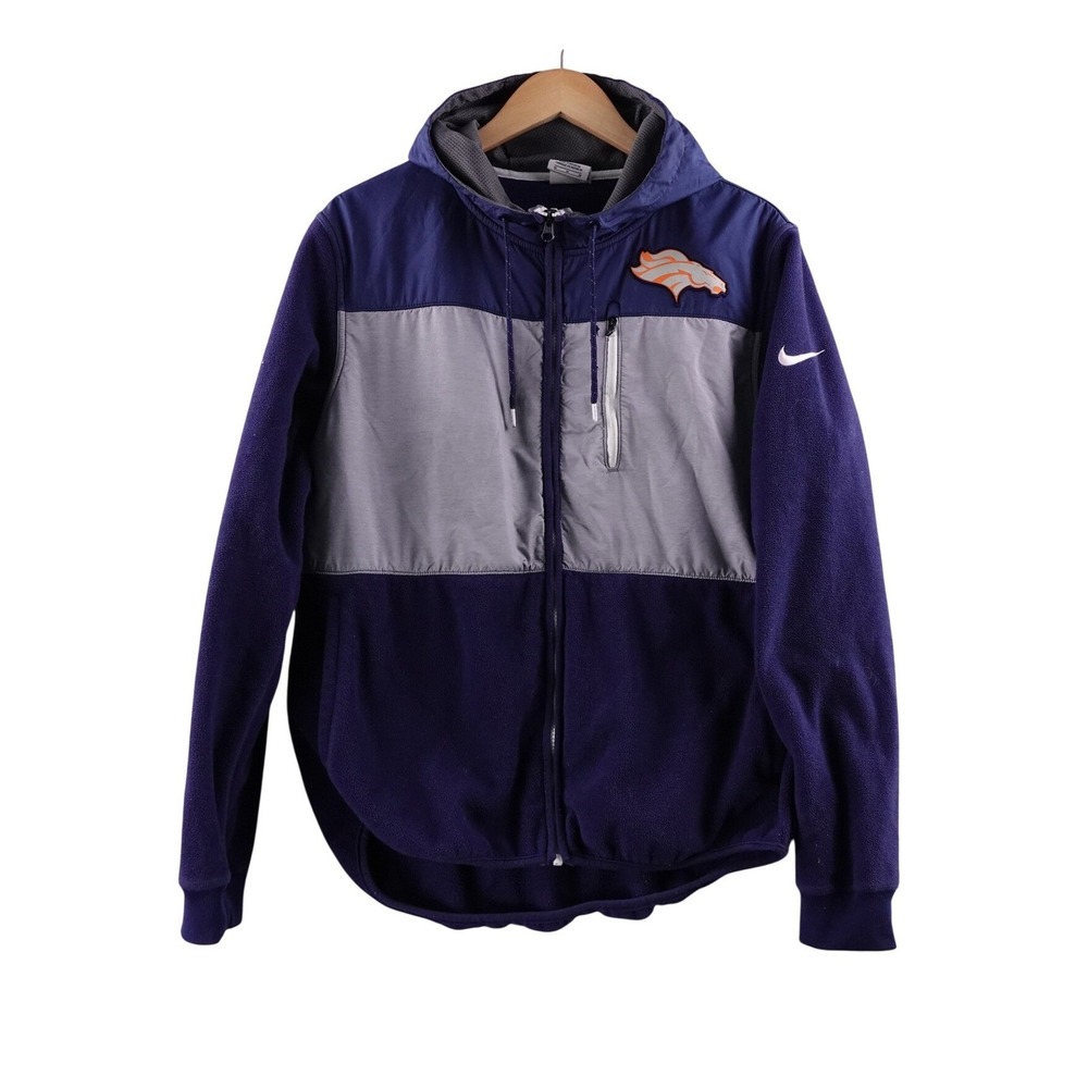 Nike Denver‎ Broncos NFL Therma-Fit Fleece Full Zip Hoodie Jacket Mens Size M